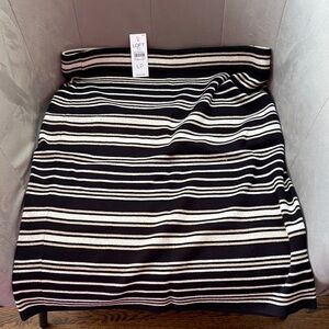 NWT LOFT Black and Cream and Gold Striped Pencil Skirt